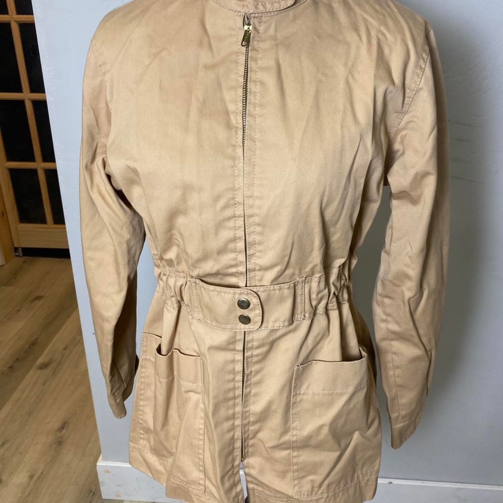Vintage 60s Bay Mist Tan Zip-Front Jacket – Women's S Classic 1960s Coat